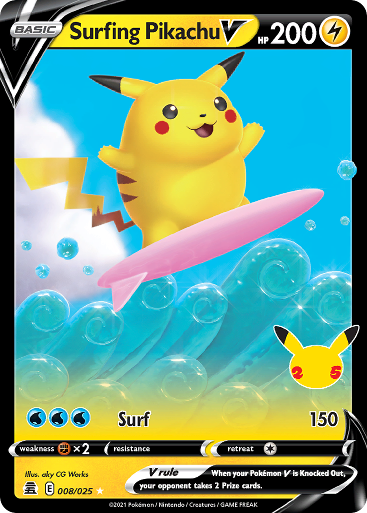 Surfing Pikachu V card
