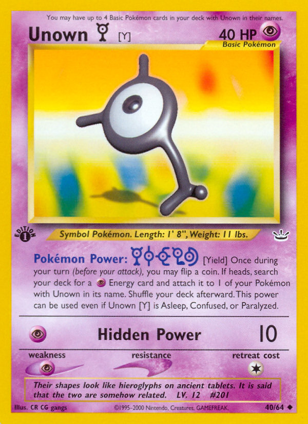 Unown [Y] card