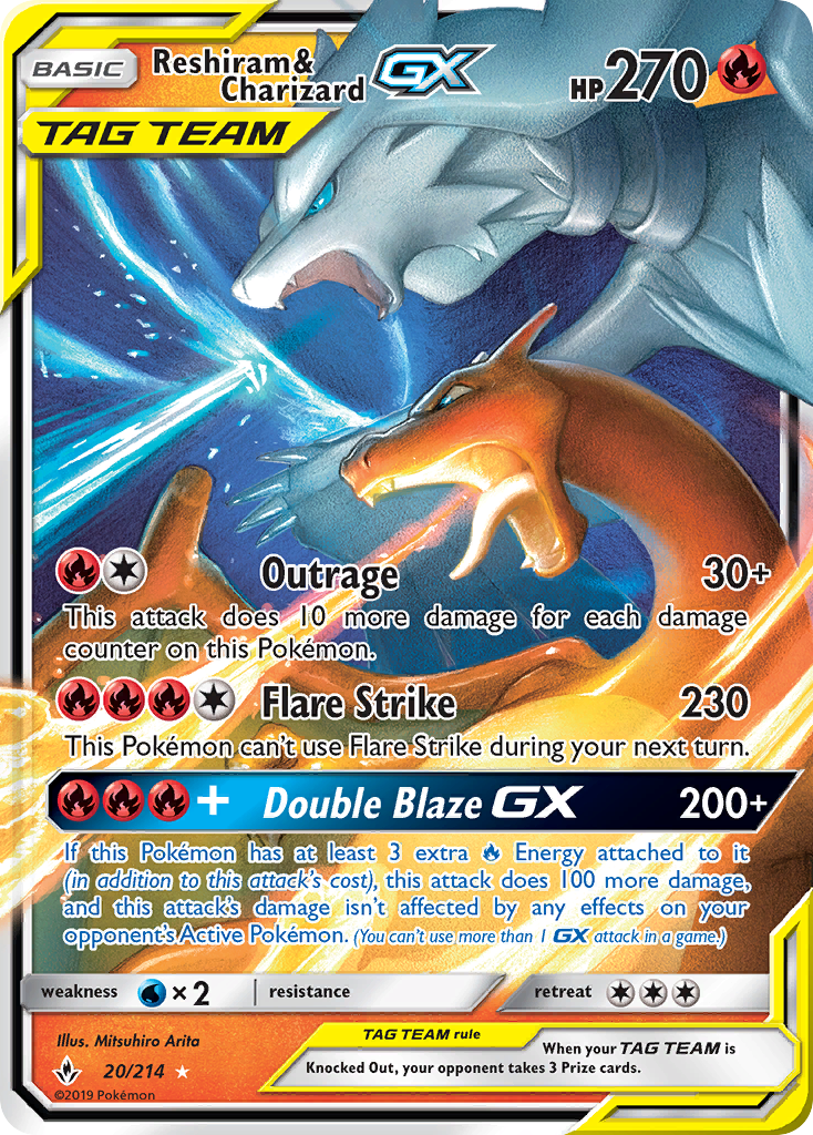 Reshiram & Charizard GX card