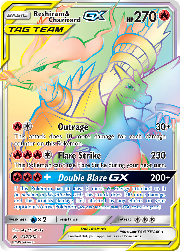 Reshiram & Charizard GX card