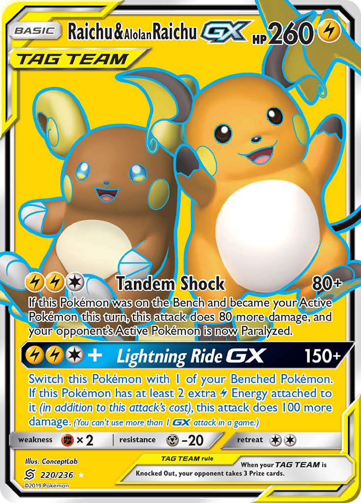 Raichu & Alolan Raichu GX card