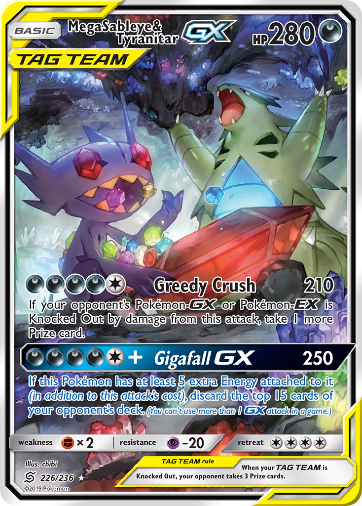 Mega Sableye & Tyranitar GX card