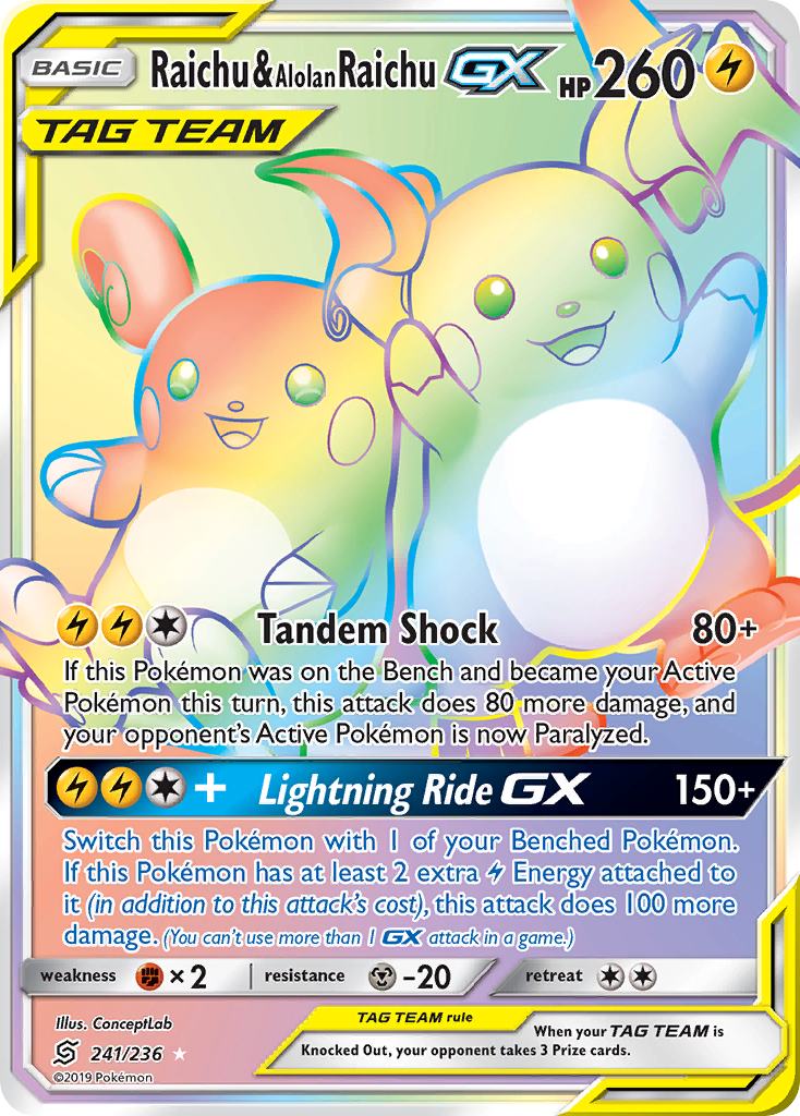 Raichu & Alolan Raichu GX card