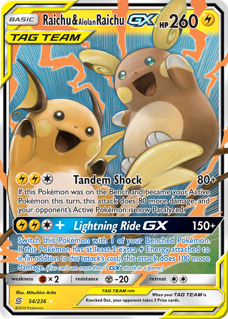 Raichu & Alolan Raichu GX card