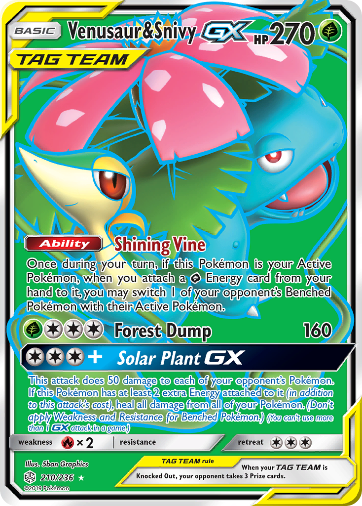 Venusaur & Snivy GX card