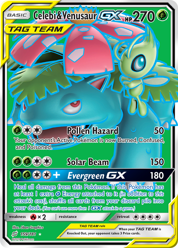 Celebi & Venusaur GX card