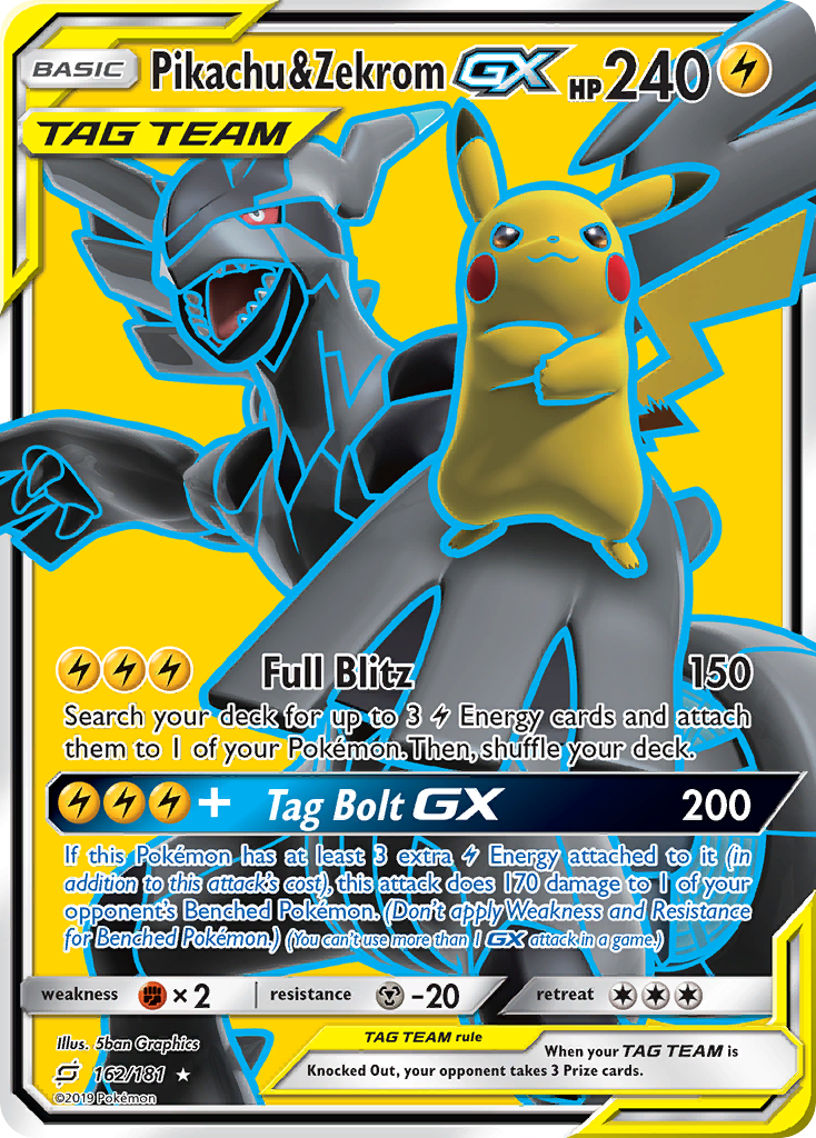 Pikachu & Zekrom GX card