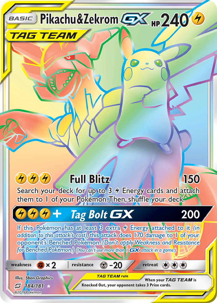 Pikachu & Zekrom GX card