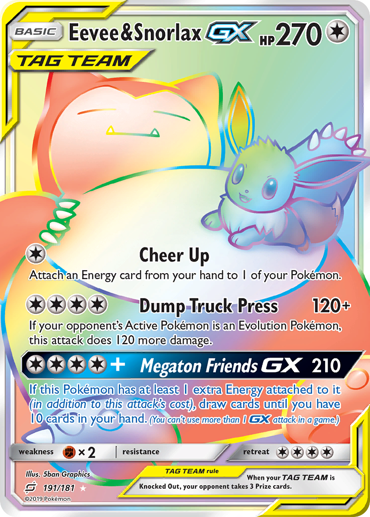 Eevee & Snorlax GX card