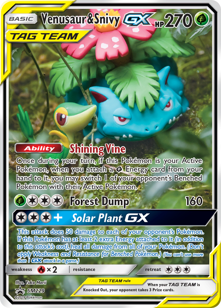 Venusaur & Snivy GX card