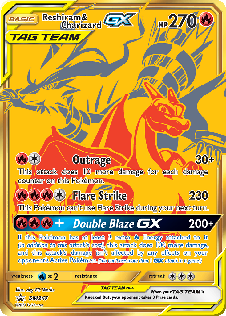 Reshiram & Charizard GX card