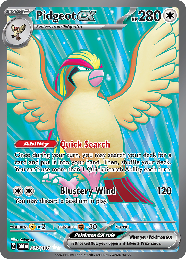 Pidgeot ex card