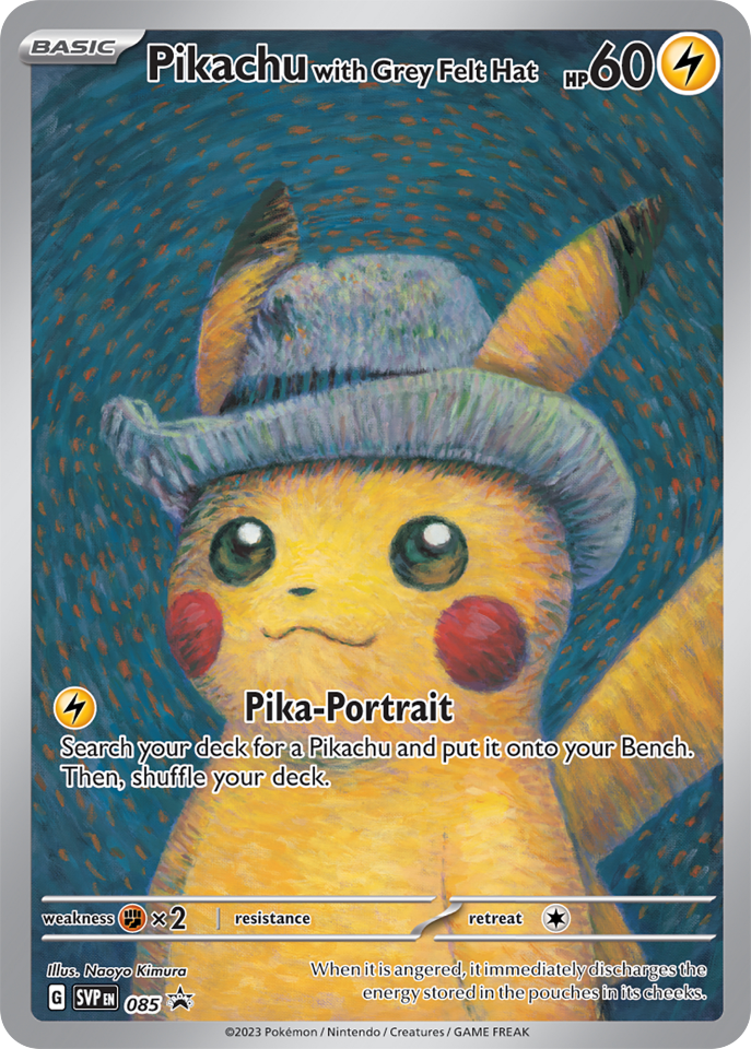 Pikachu with Grey Felt Hat card